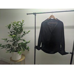 Mexx - small solid black long sleeve cuff link shirt